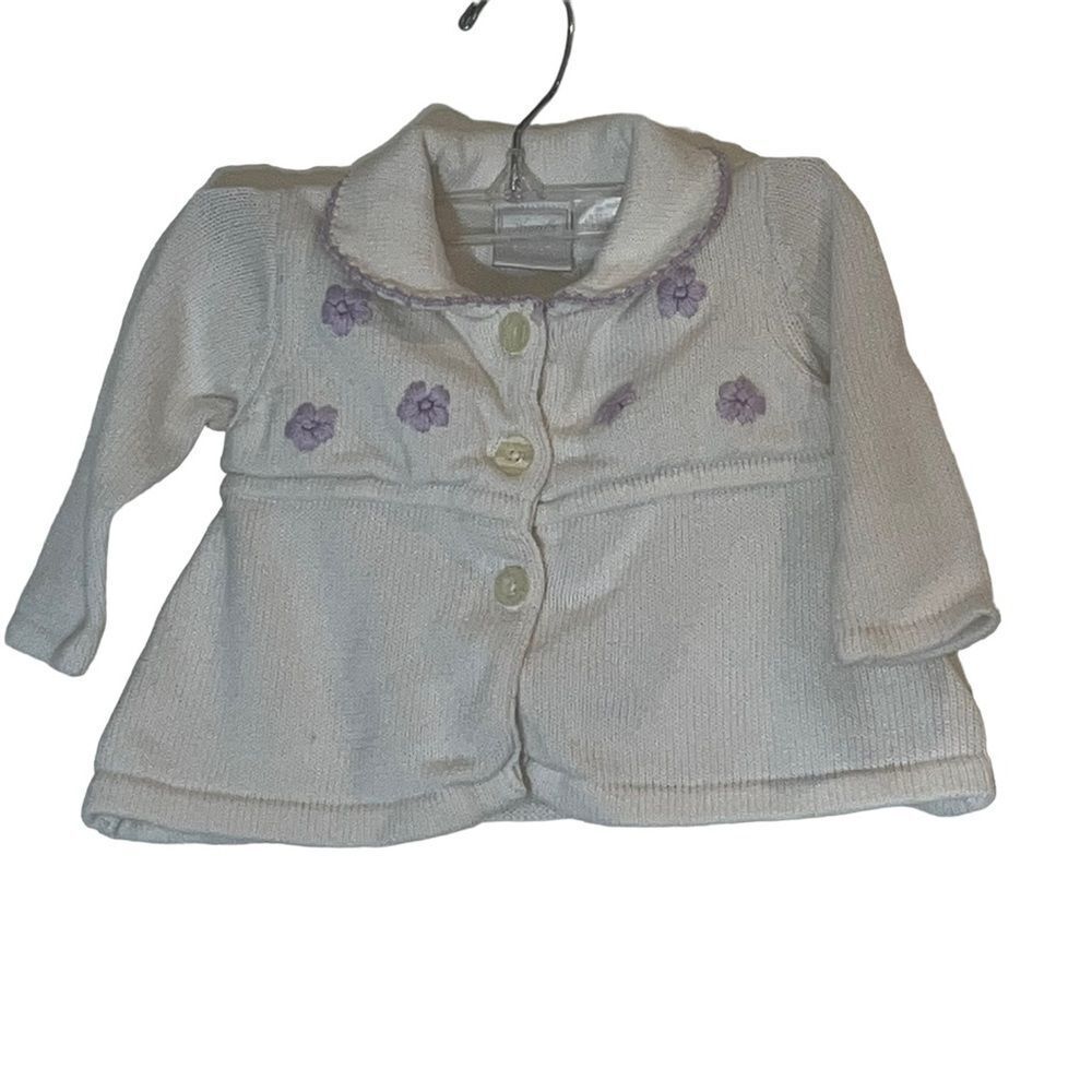 Koala Baby Boutique Cream & Purple Knit Cardigan Sweater Dress
